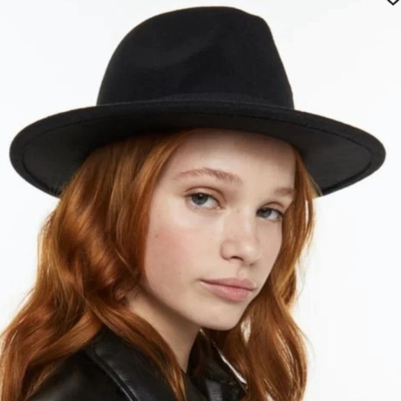 H&M Accessories - ♥️FEDORA H&M Women's Black Hat OS Rancher Western Cowgirl Felt Like Poly Panama